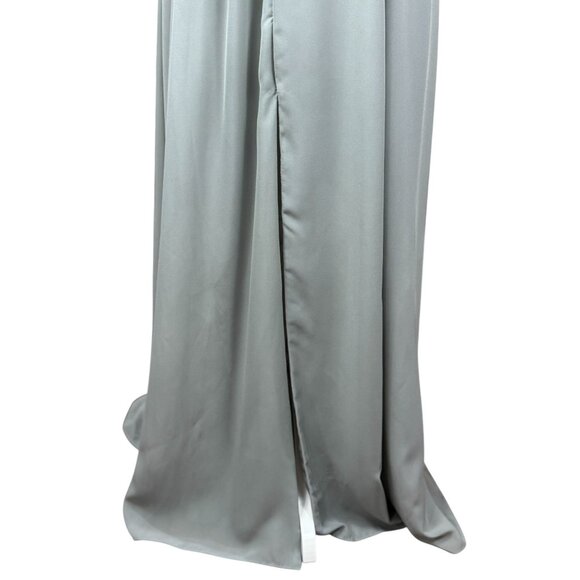 NEW TRUE DECADENSE Womens Sz 10 Gray Cap Ruffle Sleeve V-Neck Evening Maxi Gown - Picture 10 of 16